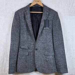 Asos Men's Tweed Herringbone Wool Blend Slim Blazer Sport Coat 40R